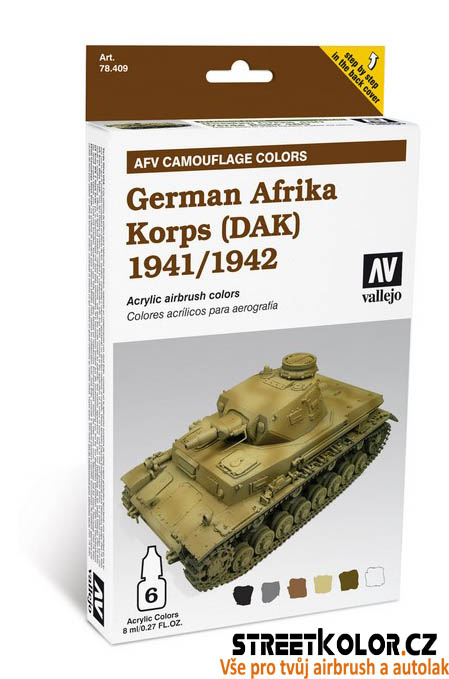Vallejo 78.409 sada airbrush barev German Africa Korps 1941/1942 6x8 ml