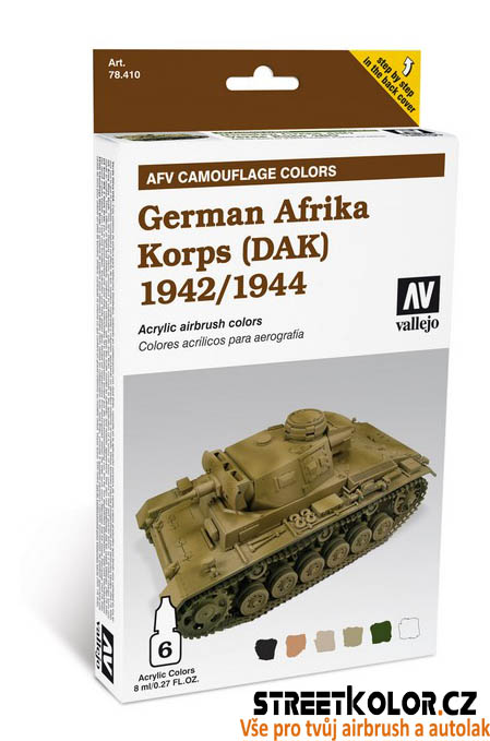 Vallejo 78.410 sada airbrush barev German Africa Korps 1942/1944 6x8 ml