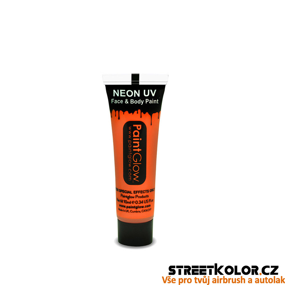 UV Fluorescentní barva Oranžová na tělo a obličej, 10ml
