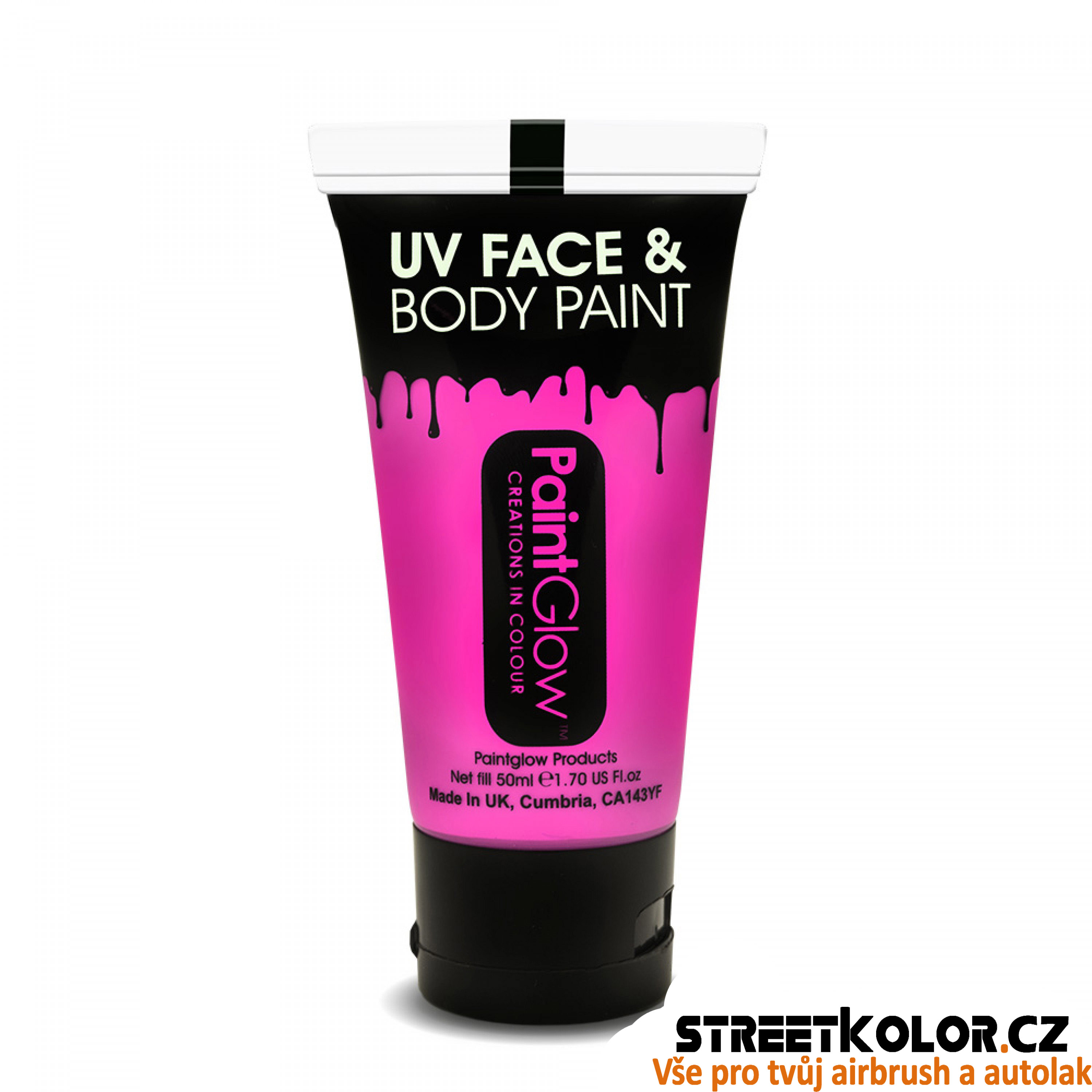 UV Fluorescentní barva Růžová na tělo a obličej, 50ml