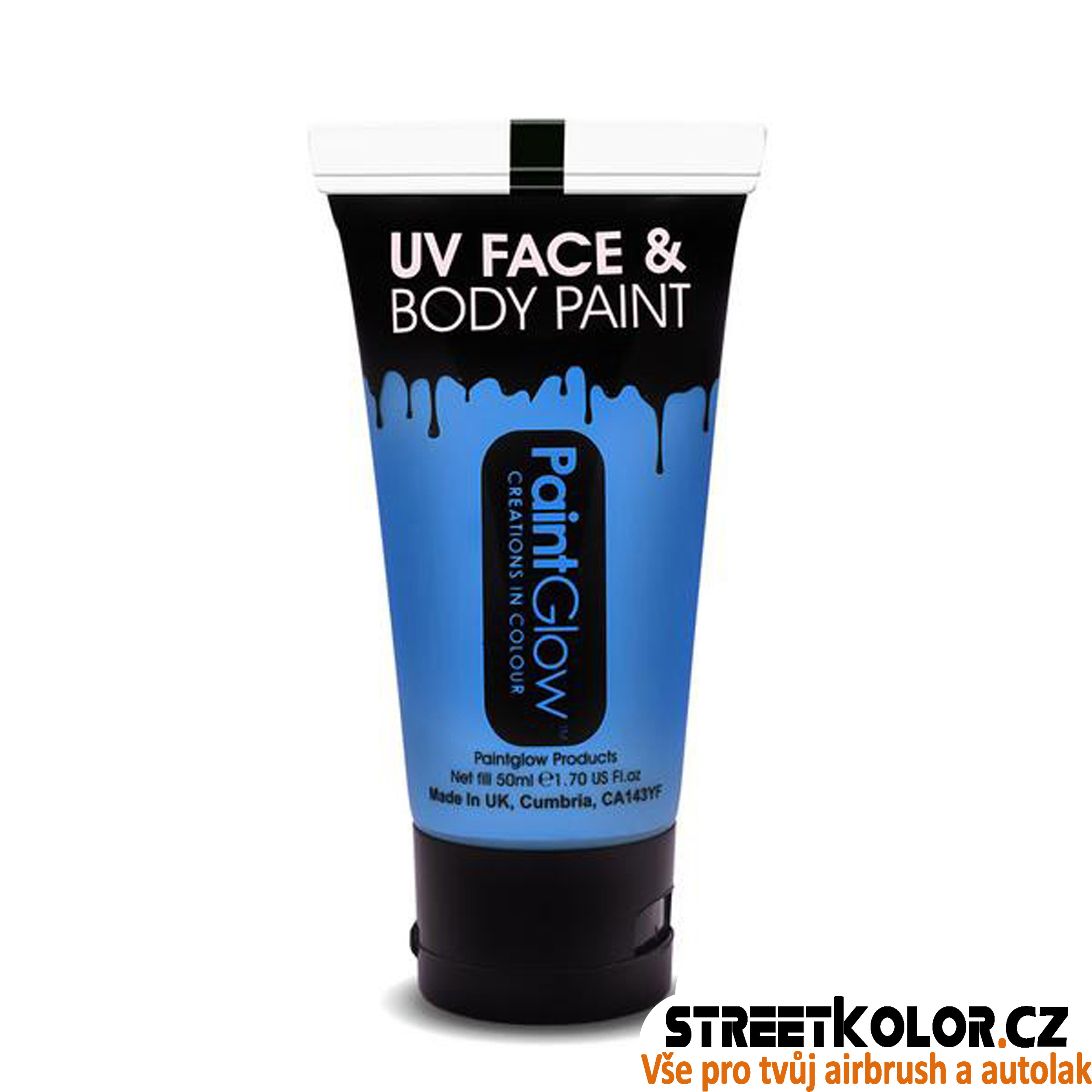 UV Fluorescentní barva Modrá na tělo a obličej, 50ml