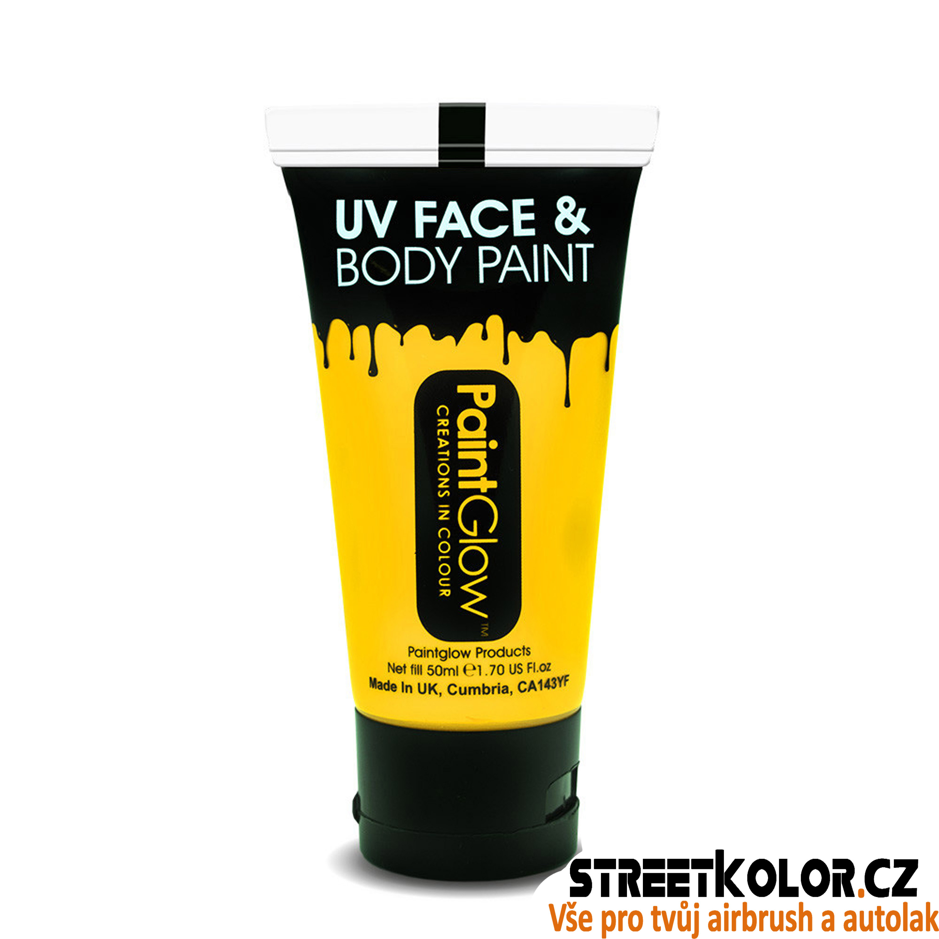 UV Fluorescentní barva Žlutá na tělo a obličej, 50ml