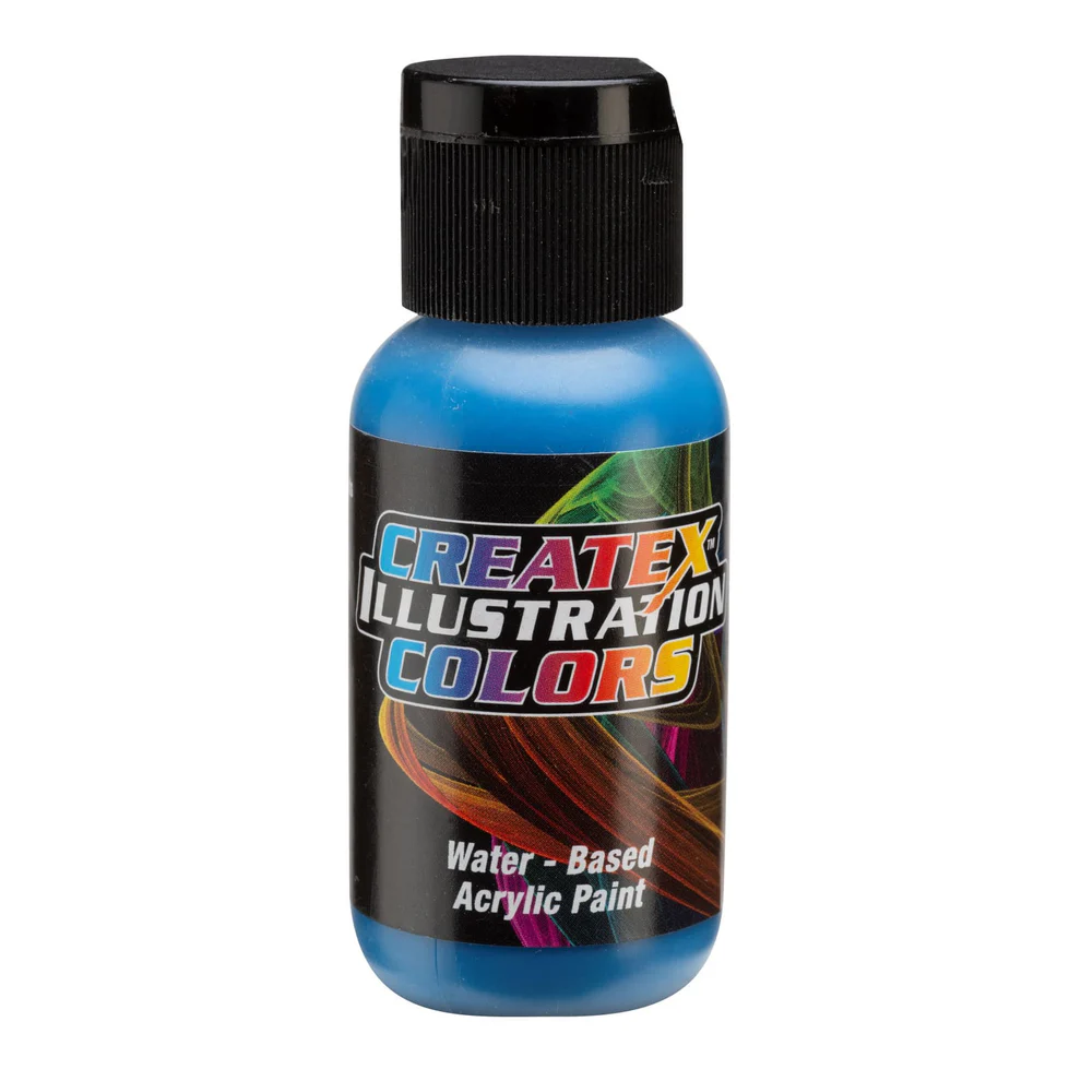 Ilustrační CMYK CYAN Světle modrá airbrush barva CreateX 30 ml – 5095 CMYK Cyan