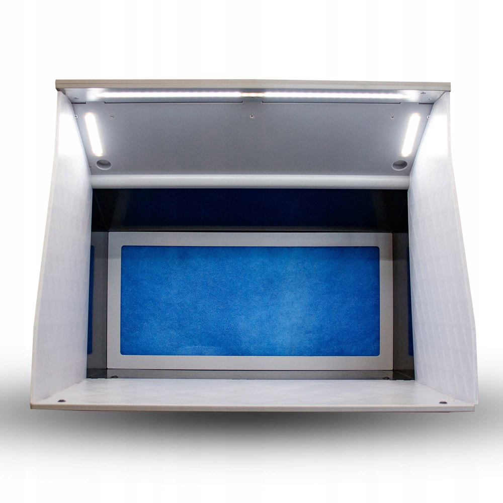 Stříkací box se 2 ventilátory odsávání, LED osvětlením a rotačním stojanem