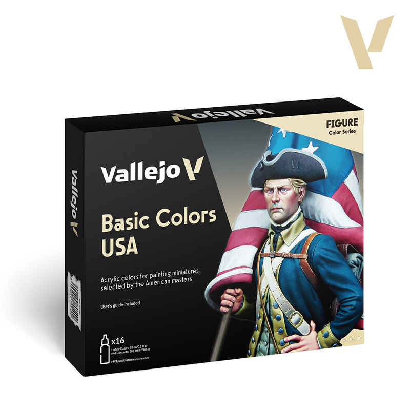 Vallejo 70.140 Model Color Set Basic Colors USA, 16x18 ml