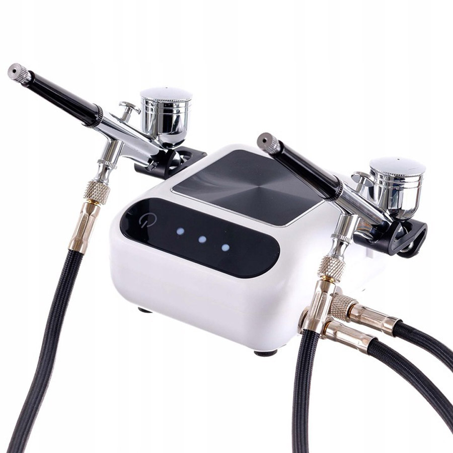 Airbrush set OCTAGON HSA9K WHITE s kompresorem a dvěma airbrush pistolemi s tryskou 0,3mm