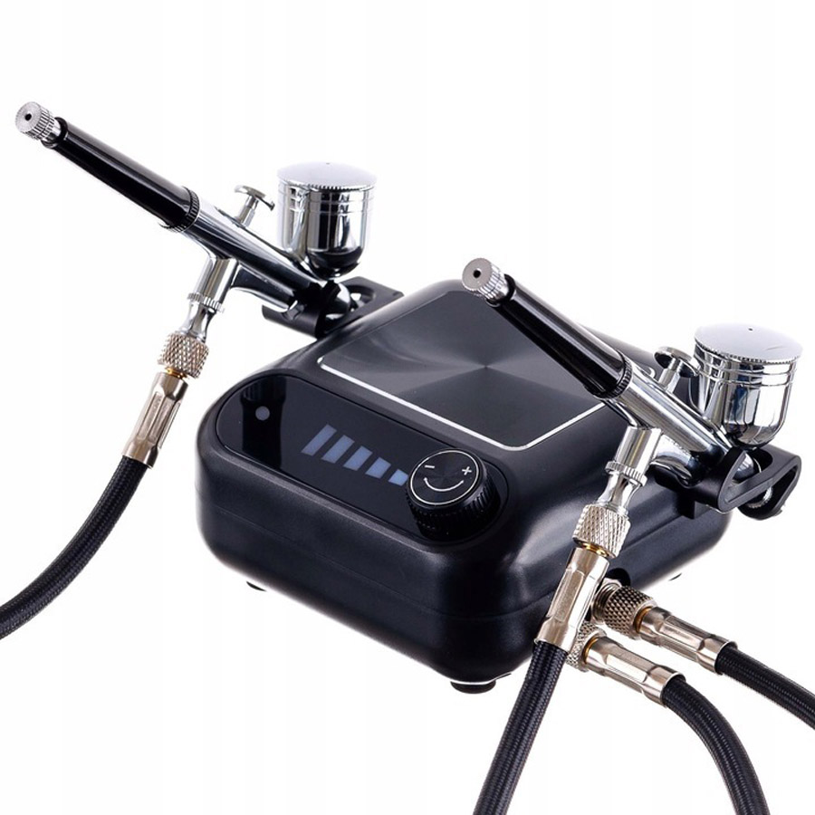 Airbrush set OCTAGON HSA10K BLACK s kompresorem a dvěma airbrush pistolemi s tryskou 0,3mm