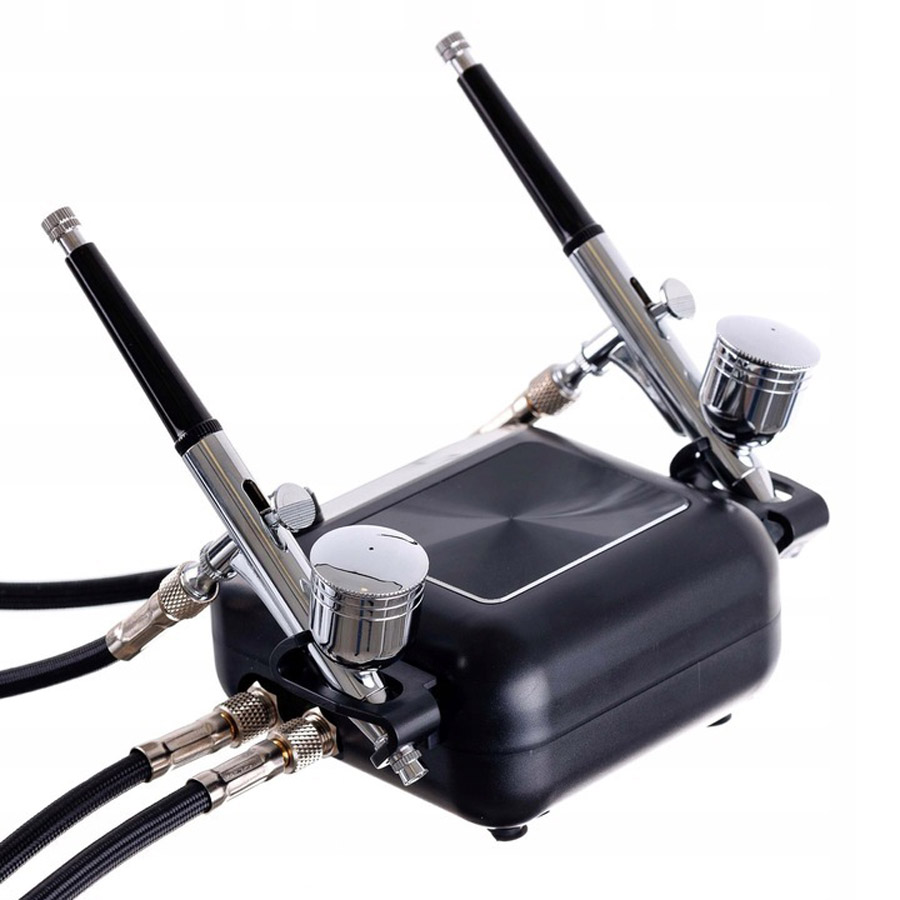 Airbrush set OCTAGON HSA10K BLACK s kompresorem a dvěma airbrush pistolemi s tryskou 0,3mm