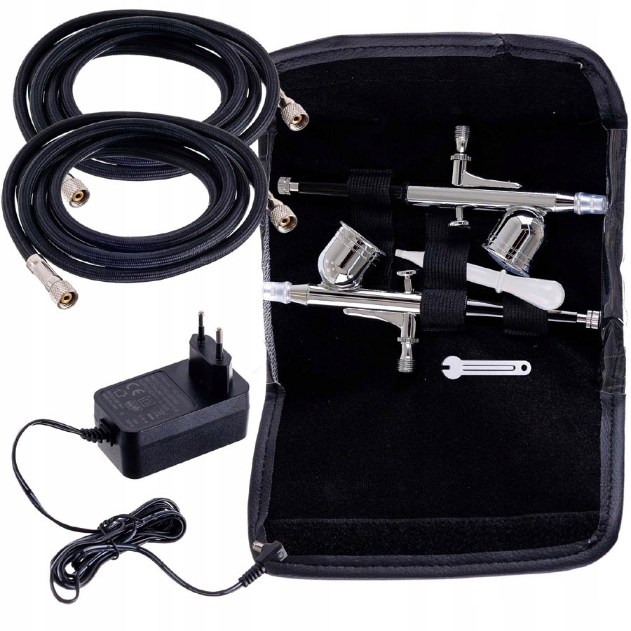 Airbrush set OCTAGON HSA10K BLACK s kompresorem a dvěma airbrush pistolemi s tryskou 0,3mm